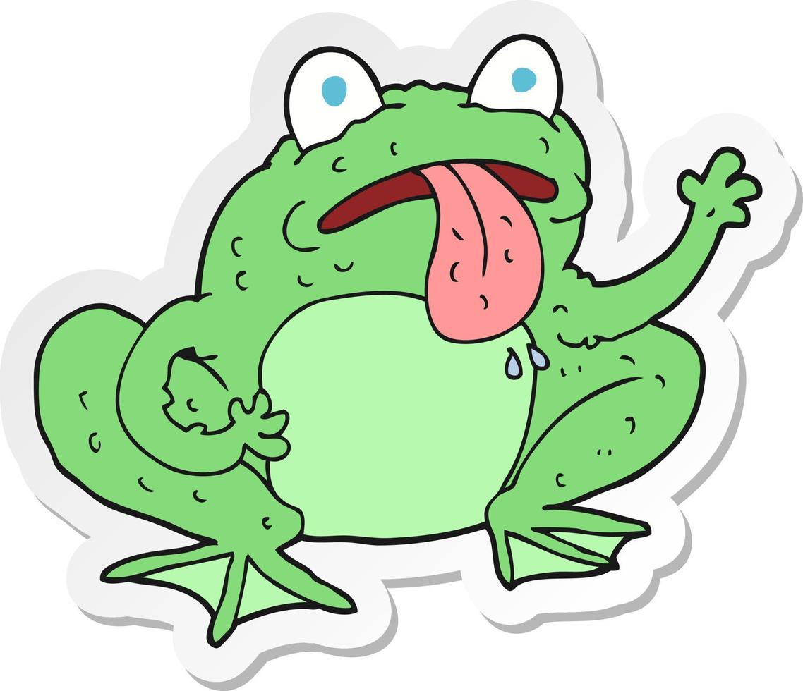 sticker of a cartoon frog vector