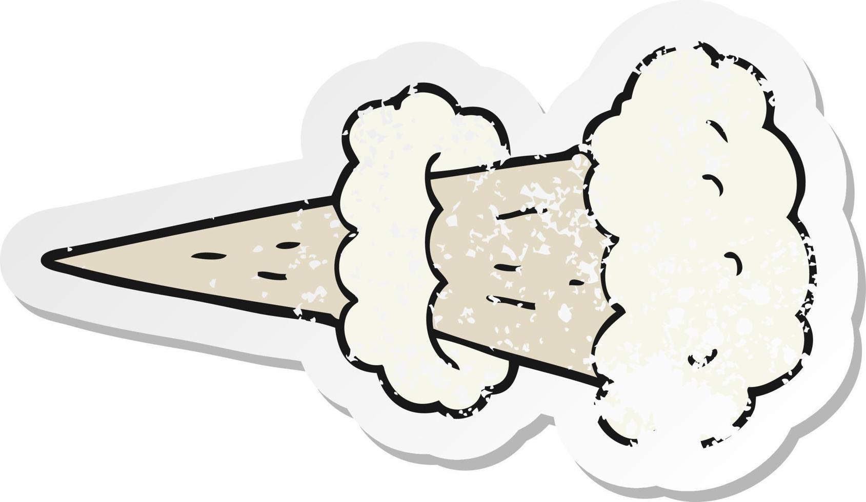 retro distressed sticker of a cartoon smoke blast vector