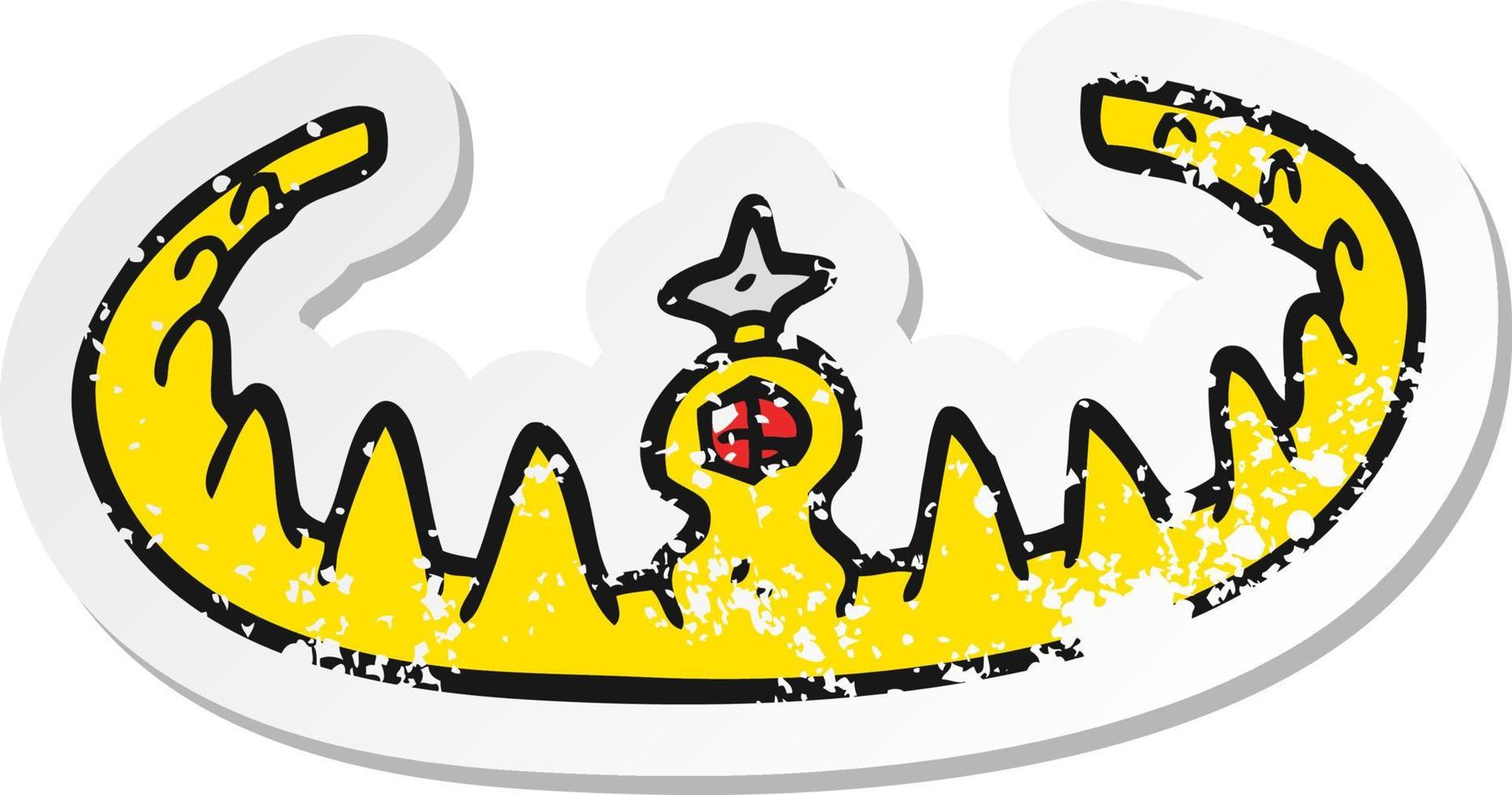 retro distressed sticker of a cartoon tiara vector