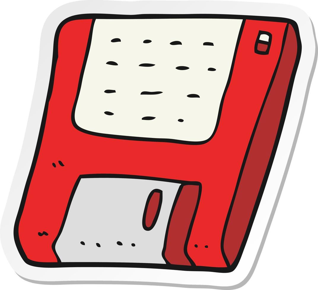 sticker of a cartoon old computer disk vector