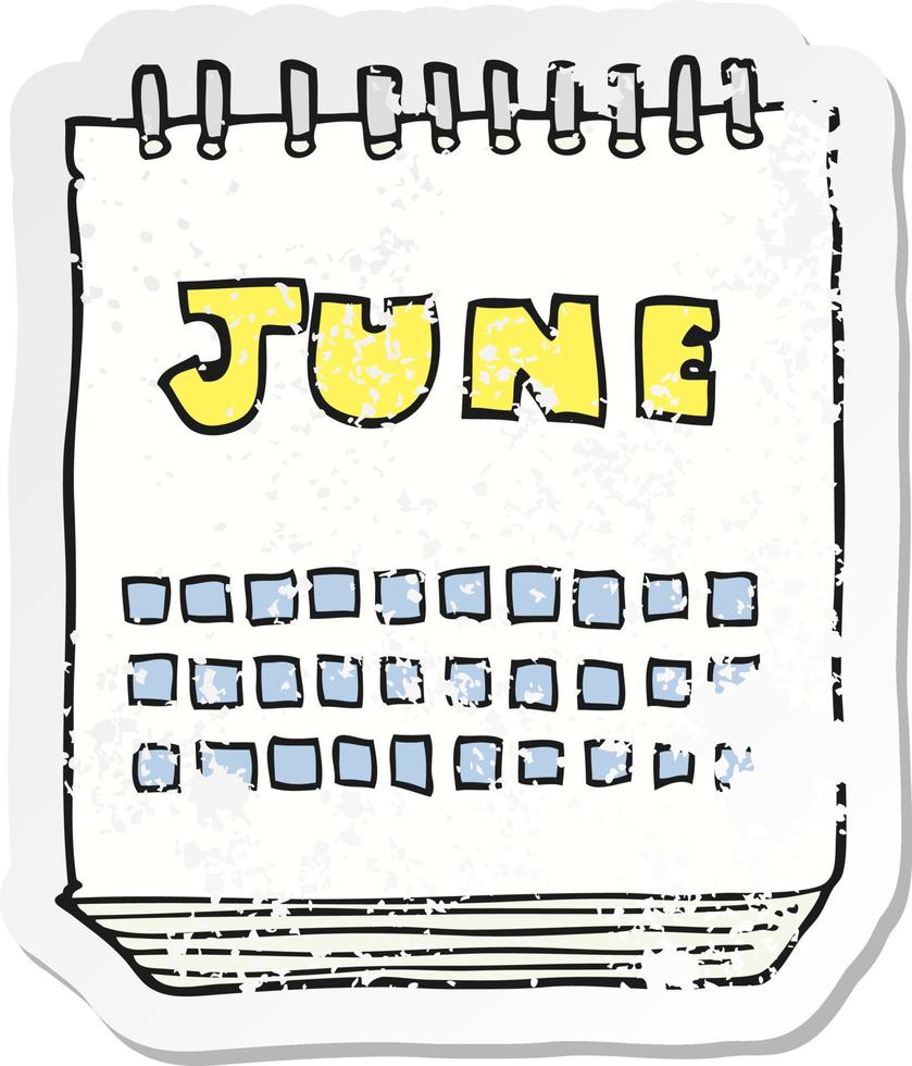 retro distressed sticker of a cartoon calendar showing month of vector