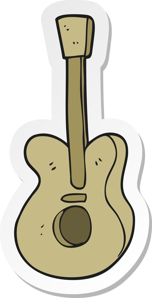 sticker of a cartoon guitar vector
