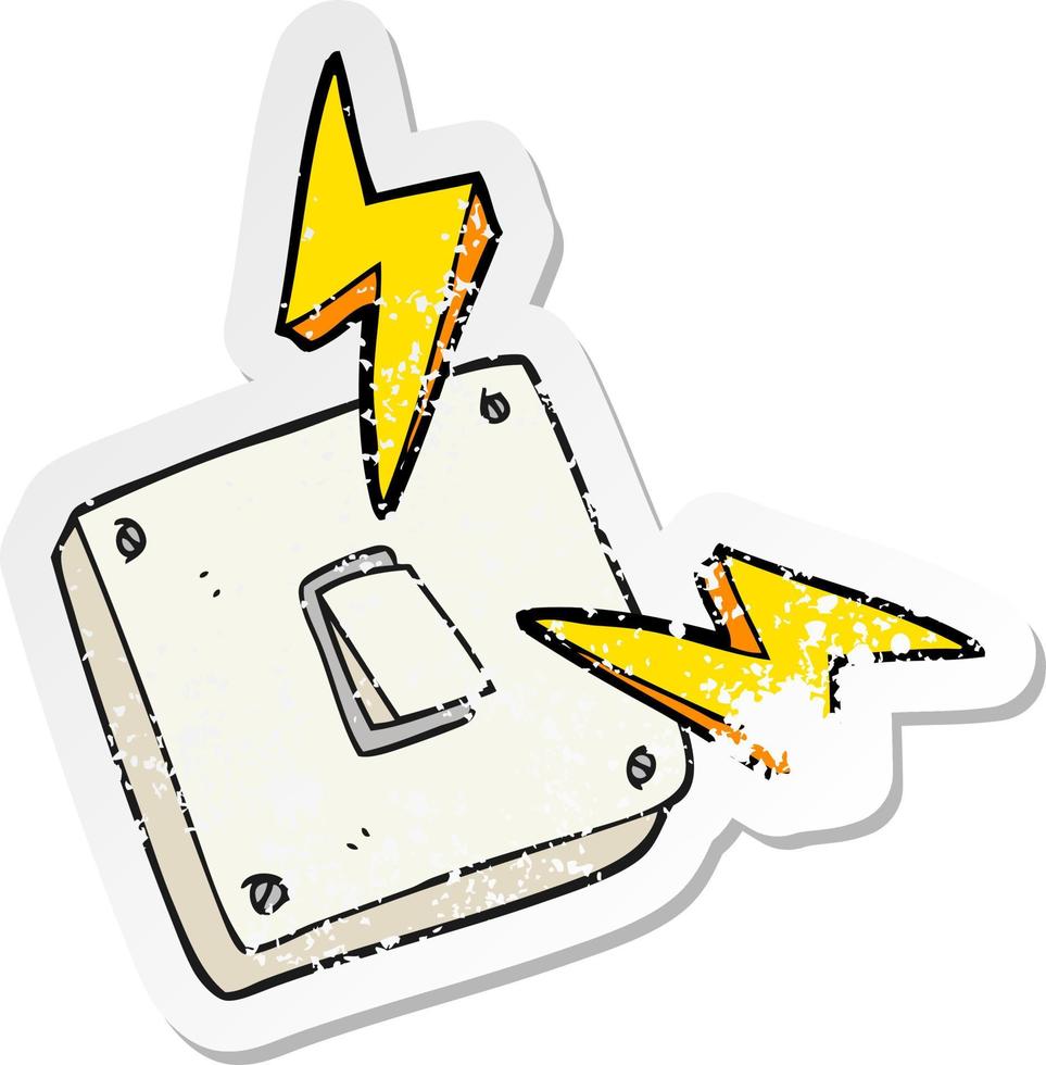 retro distressed sticker of a cartoon sparking electric light switch vector