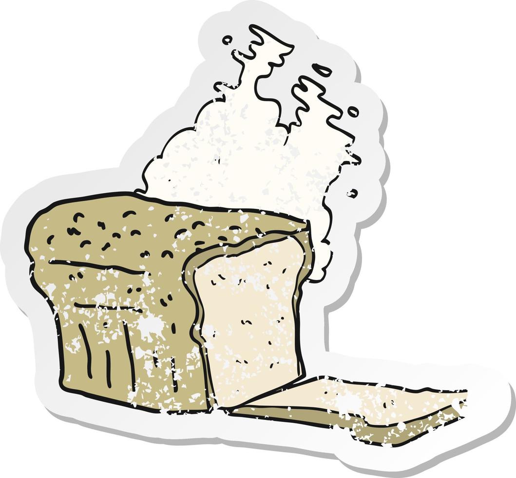 retro distressed sticker of a cartoon fresh baked bread vector