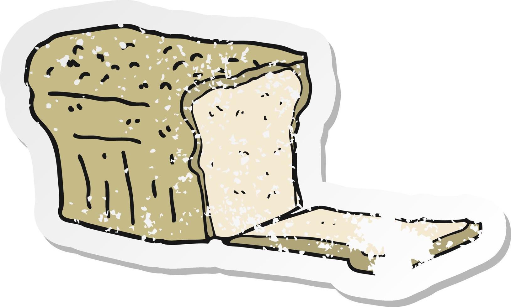 retro distressed sticker of a cartoon bread vector