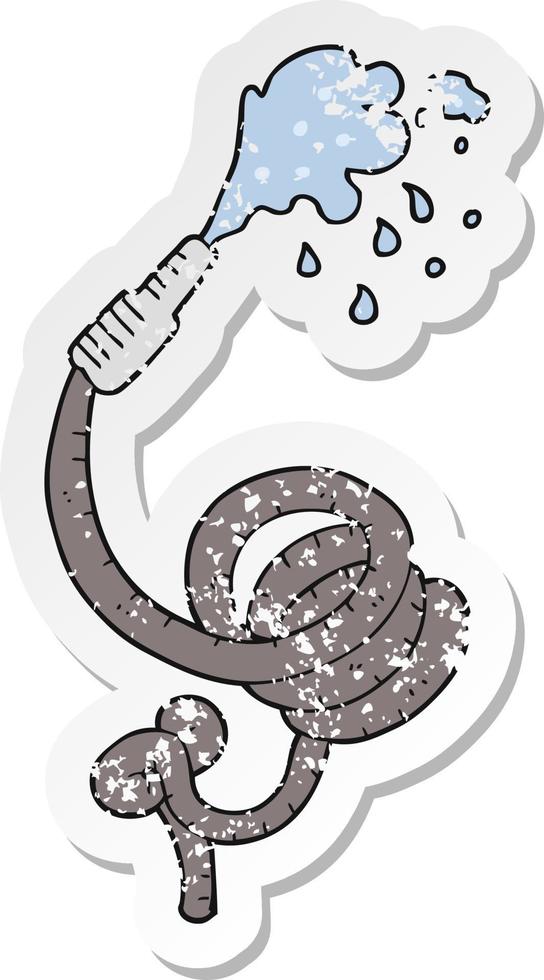 retro distressed sticker of a cartoon hose pipe vector