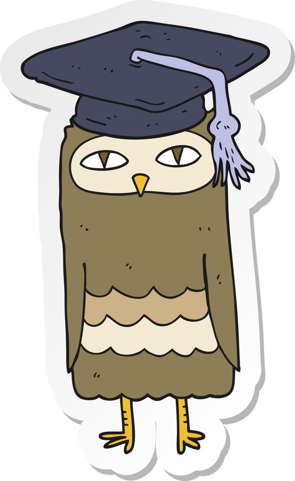 sticker of a cartoon wise owl vector