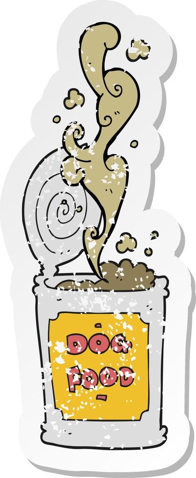 retro distressed sticker of a cartoon dog food vector