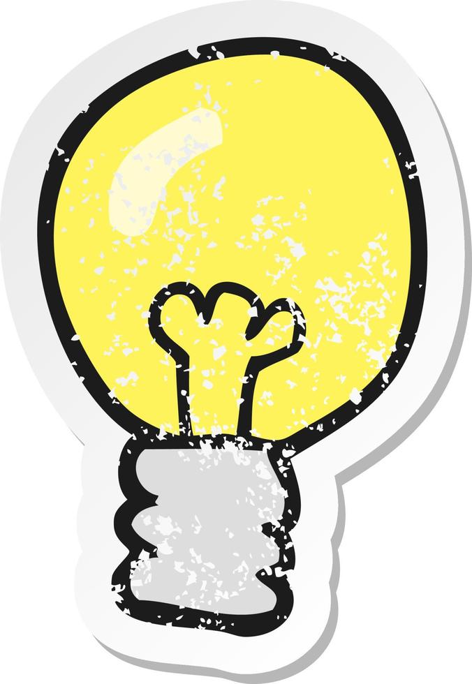 retro distressed sticker of a cartoon light bulb vector