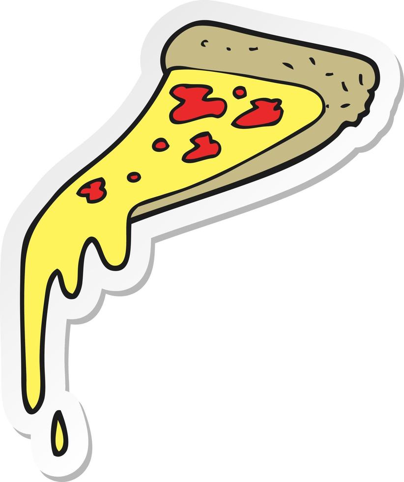 sticker of a cartoon pizza slice vector