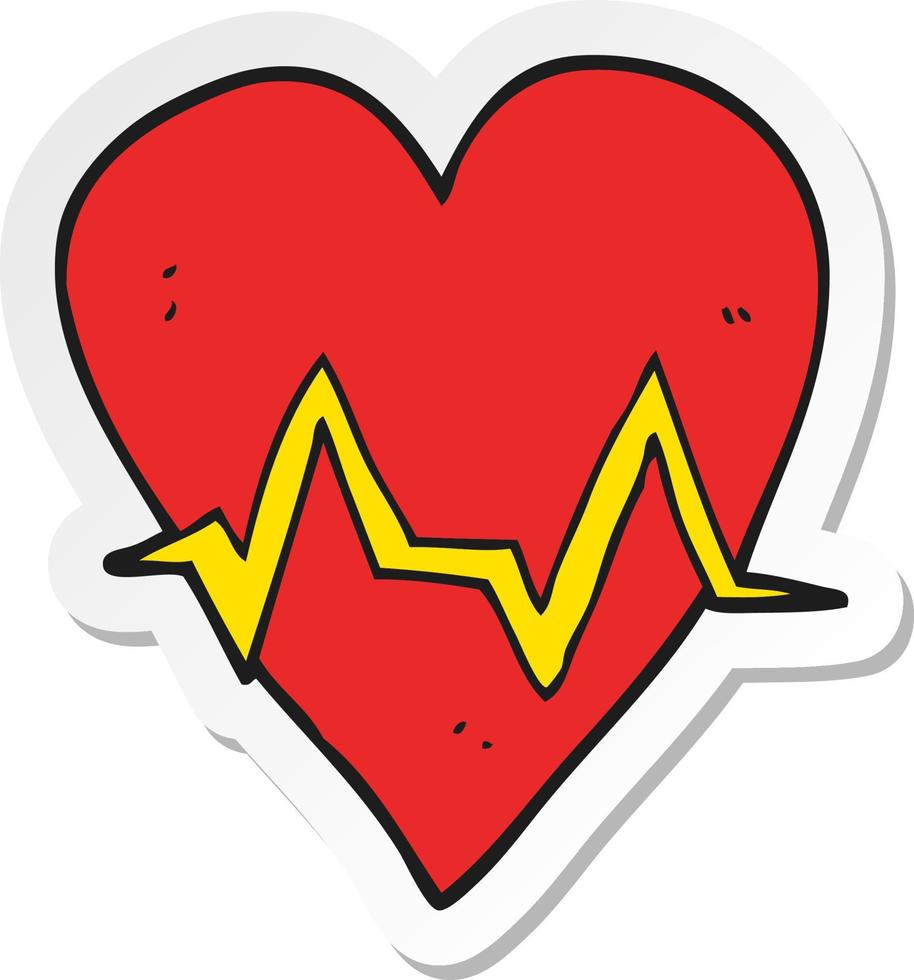 sticker of a cartoon heart rate pulse symbol vector