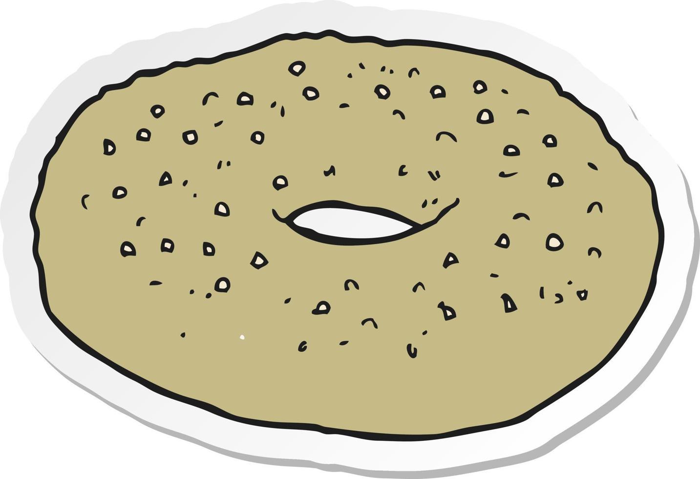 sticker of a cartoon bagel vector