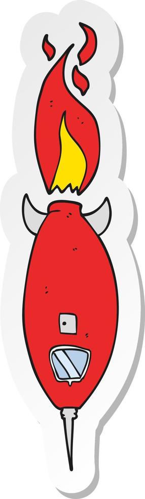 sticker of a cartoon spaceship vector