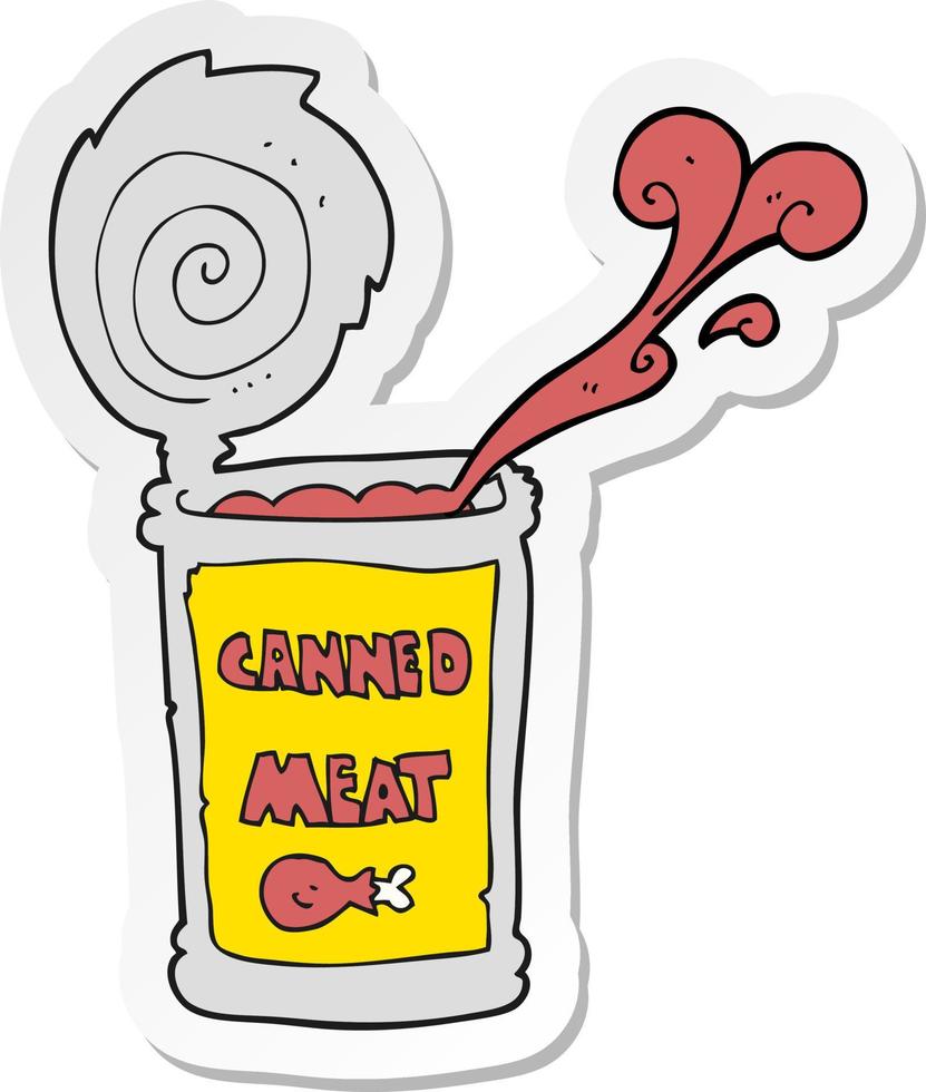 sticker of a cartoon canned meat vector