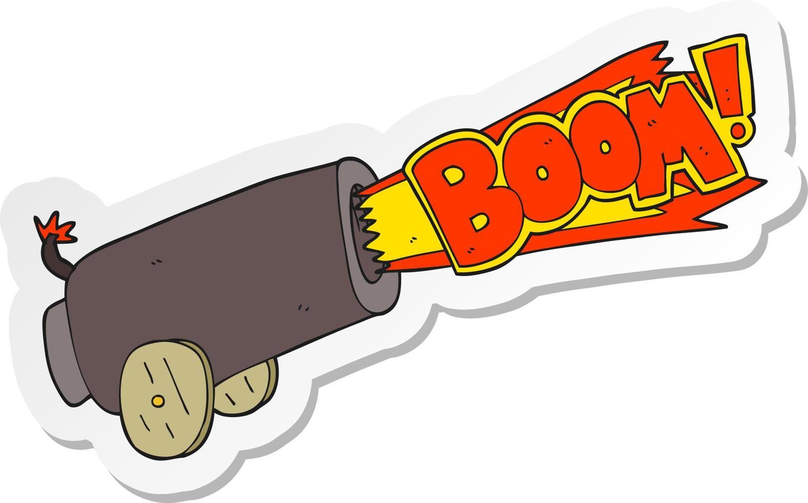 sticker of a cartoon cannon shooting vector