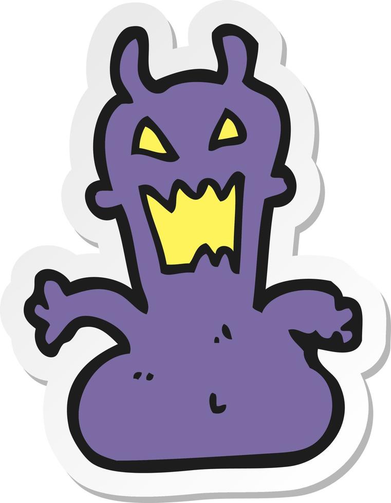 sticker of a cartoon little alien vector