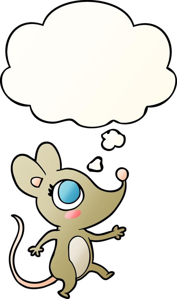 cartoon mouse and thought bubble in smooth gradient style vector
