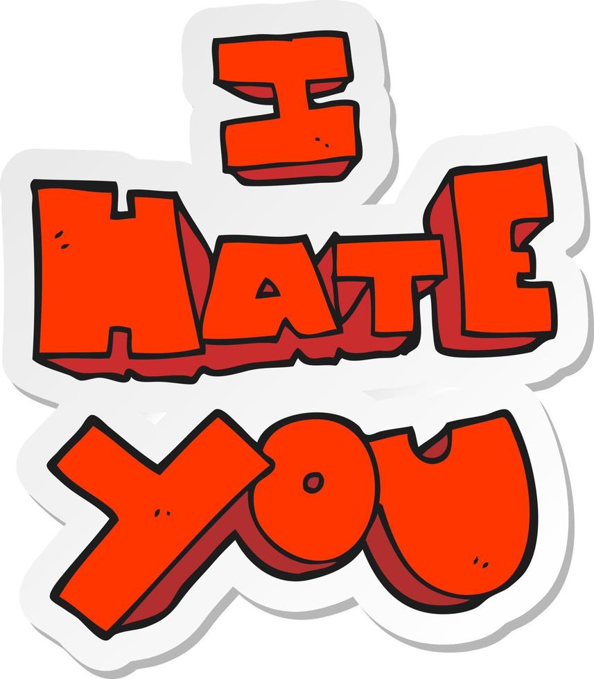 sticker of a I hate you cartoon symbol vector