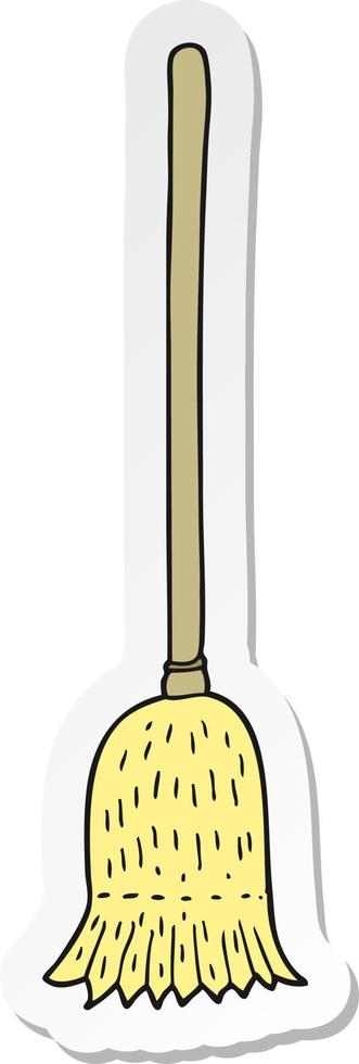 sticker of a cartoon sweeping brush vector
