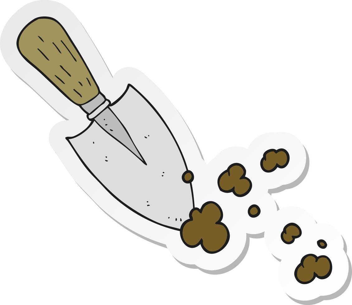 sticker of a cartoon garden trowel vector