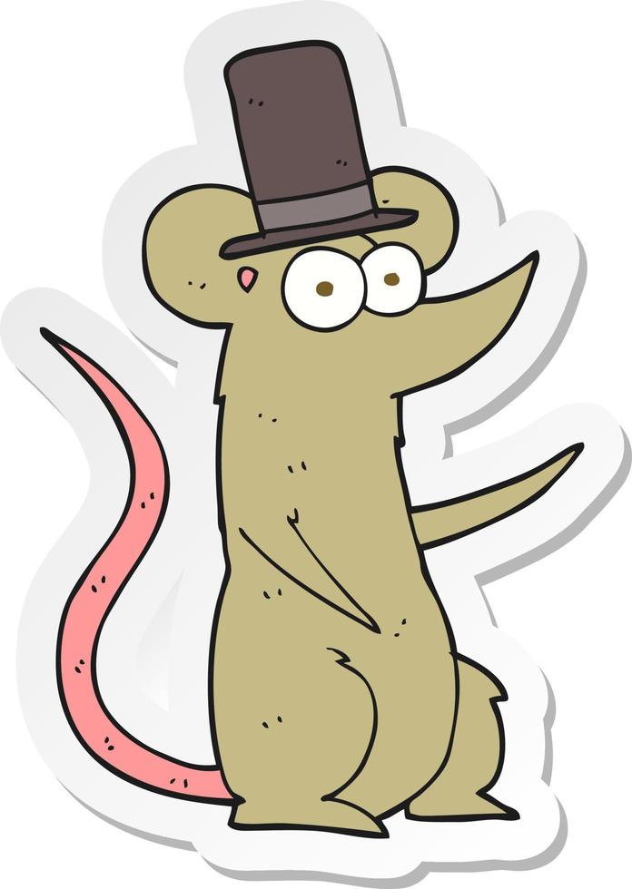 sticker of a cartoon mouse wearing top hat vector