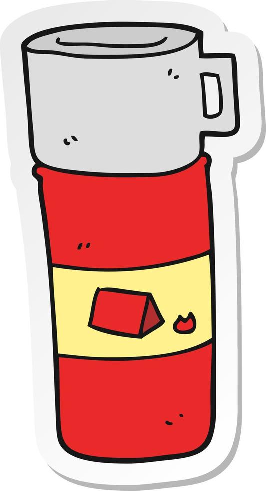 sticker of a cartoon camping flask vector