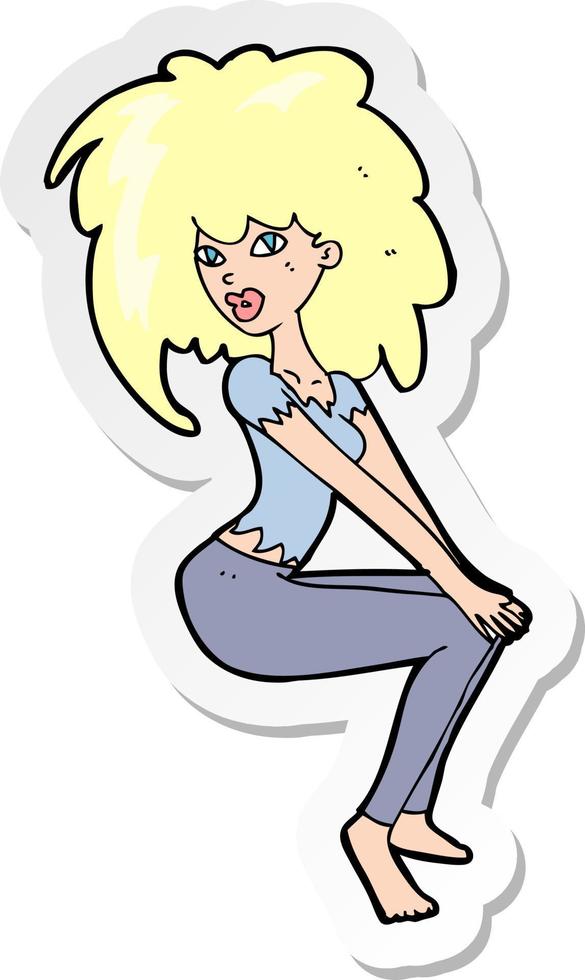 sticker of a cartoon woman with big hair vector