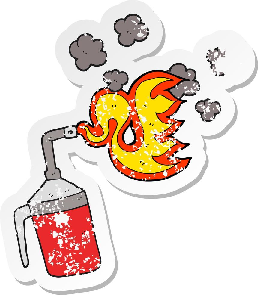 retro distressed sticker of a cartoon blow torch vector