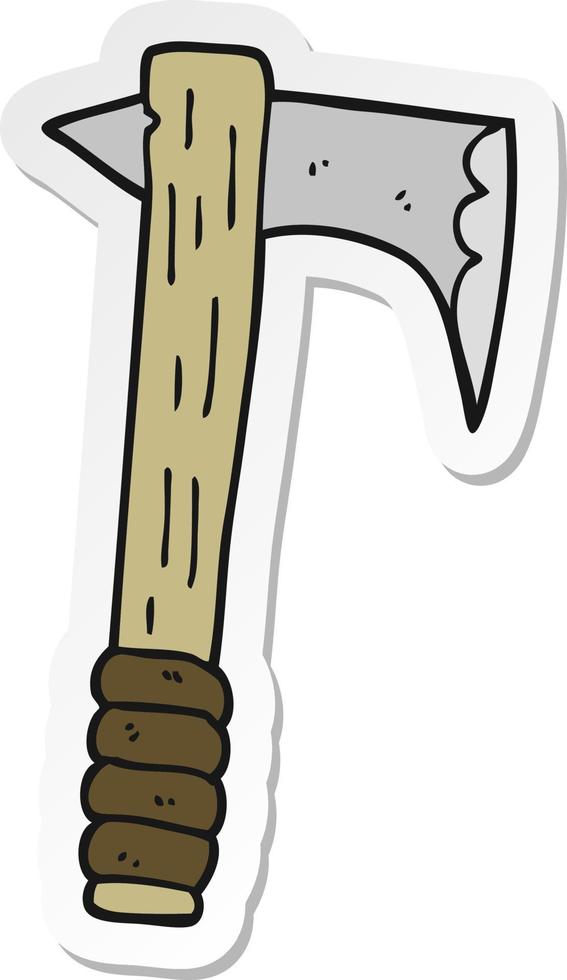 sticker of a cartoon axe vector