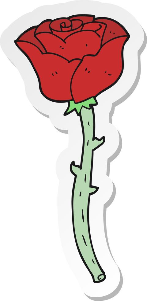 sticker of a cartoon rose vector