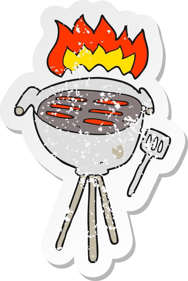retro distressed sticker of a cartoon barbecue vector