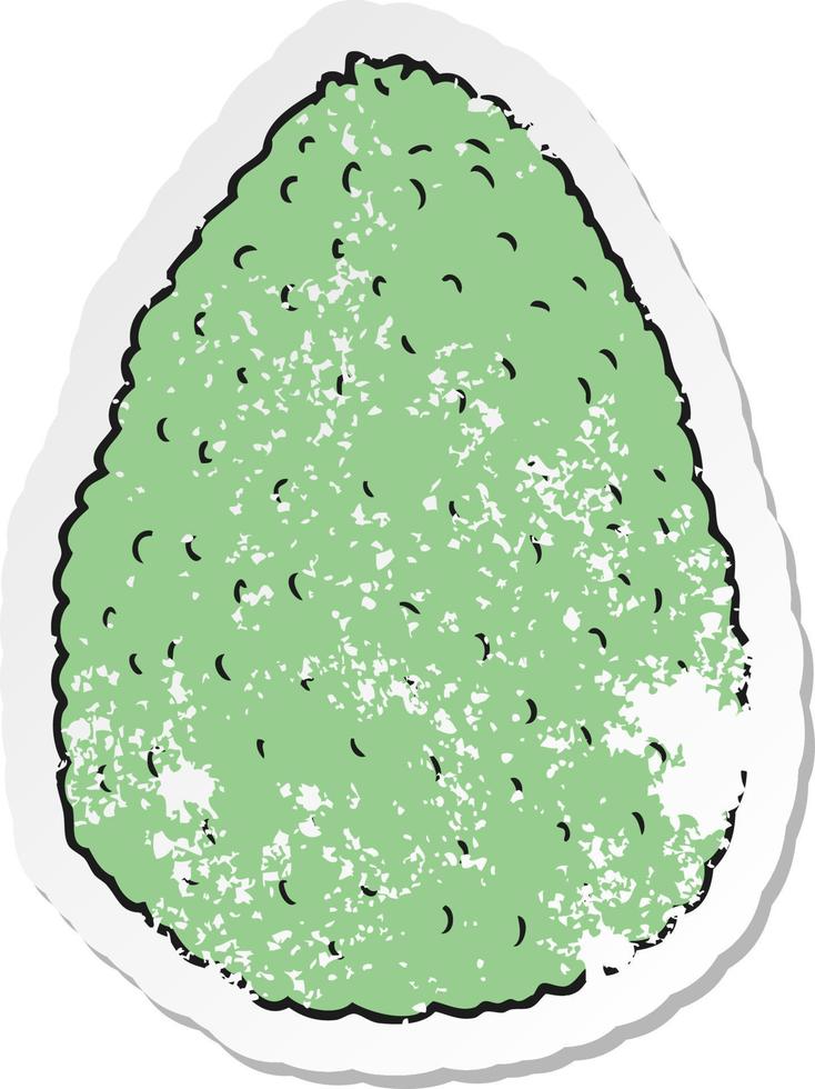 retro distressed sticker of a cartoon avocado vector