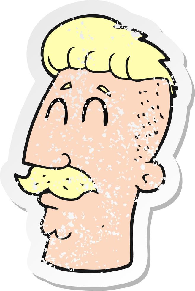 retro distressed sticker of a cartoon man with hipster hair cut vector