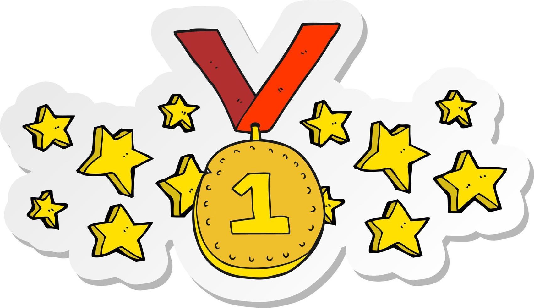 sticker of a cartoon first place medal vector