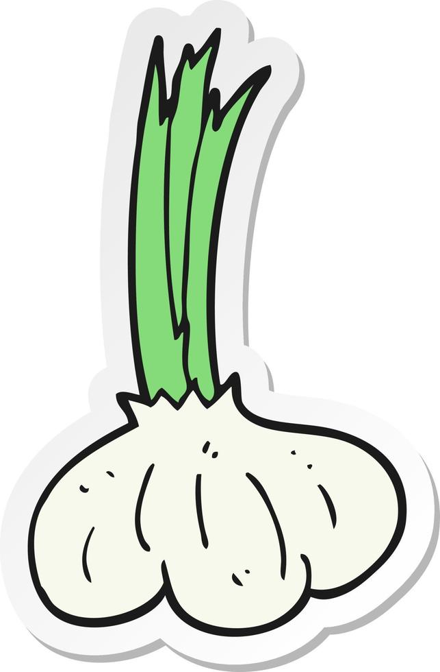sticker of a cartoon garlic vector