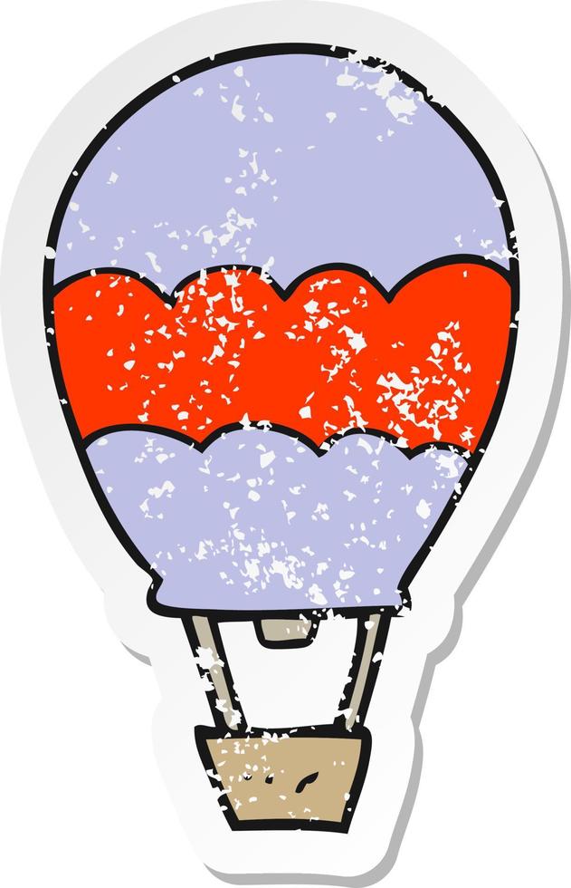 retro distressed sticker of a cartoon hot air balloon vector