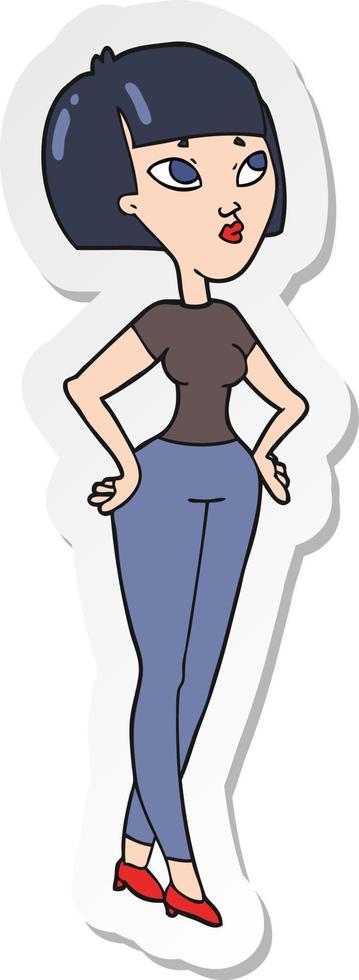 sticker of a cartoon woman vector