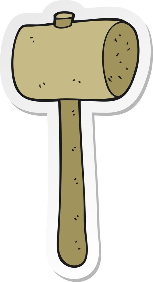 sticker of a cartoon wooden mallet vector