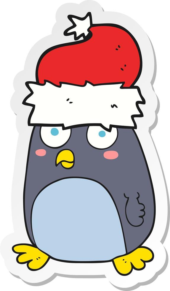 sticker of a cartoon penguin vector