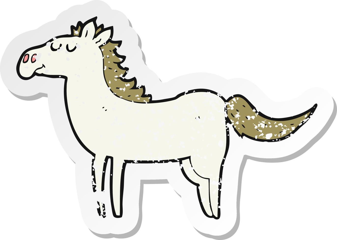 retro distressed sticker of a cartoon horse vector