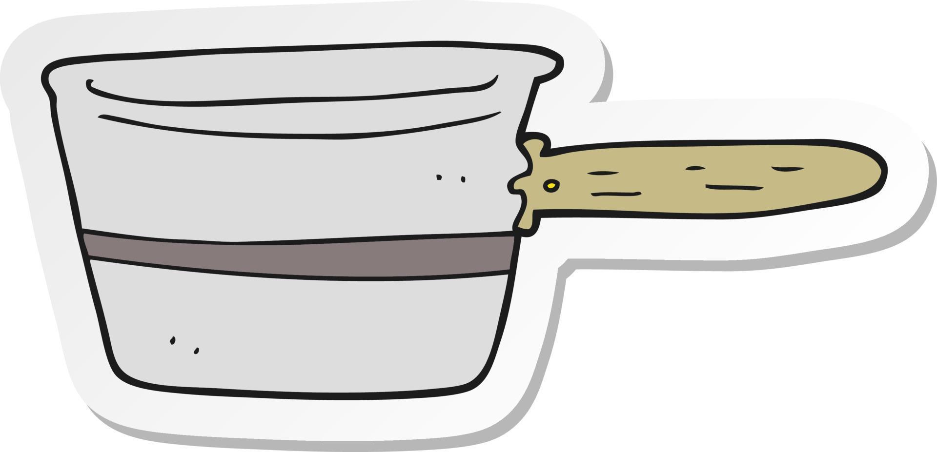 sticker of a cartoon saucepan vector