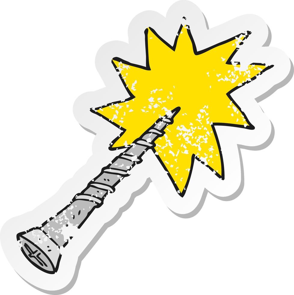 retro distressed sticker of a cartoon screw vector