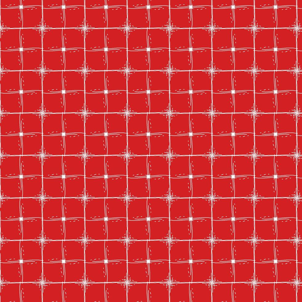 White square gingham with snowflake on red background photo