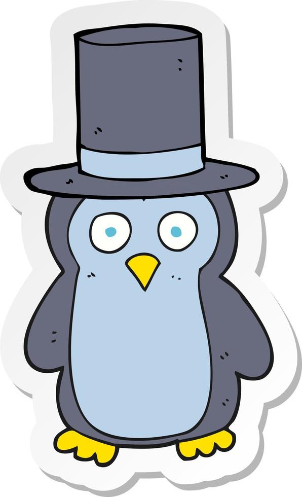 sticker of a cartoon penguin wearing hat vector