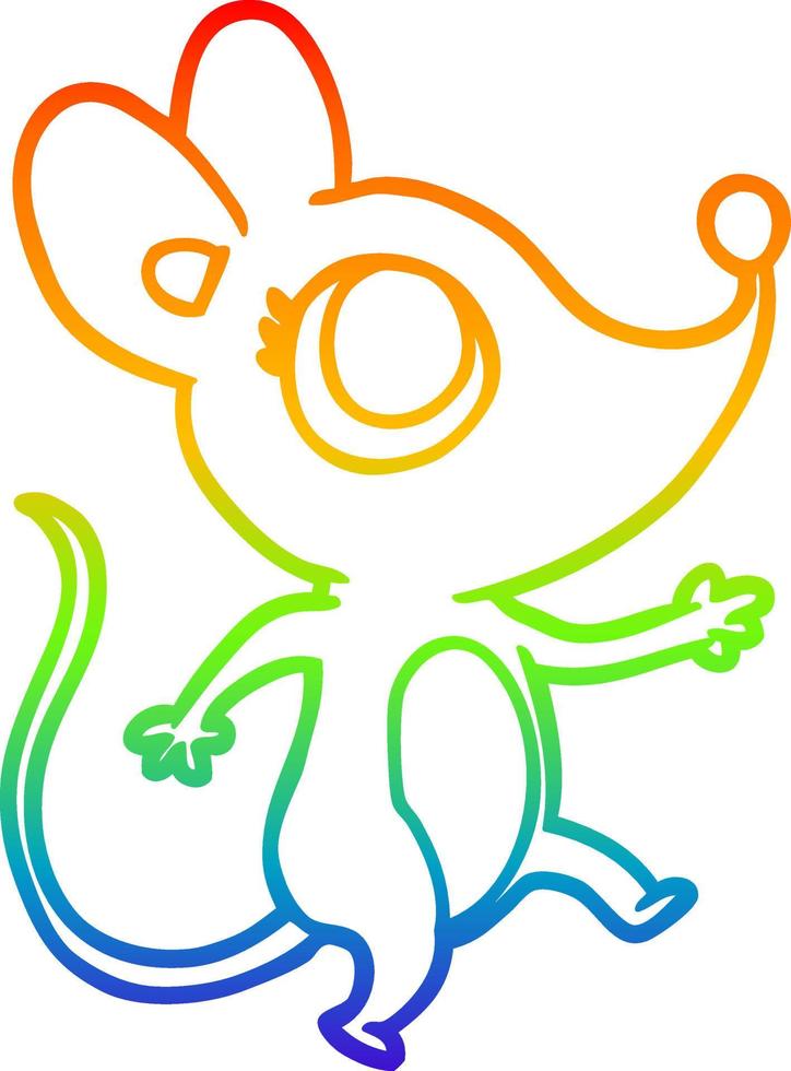 rainbow gradient line drawing cute mouse vector