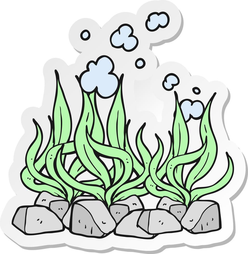 sticker of a cartoon seaweed vector