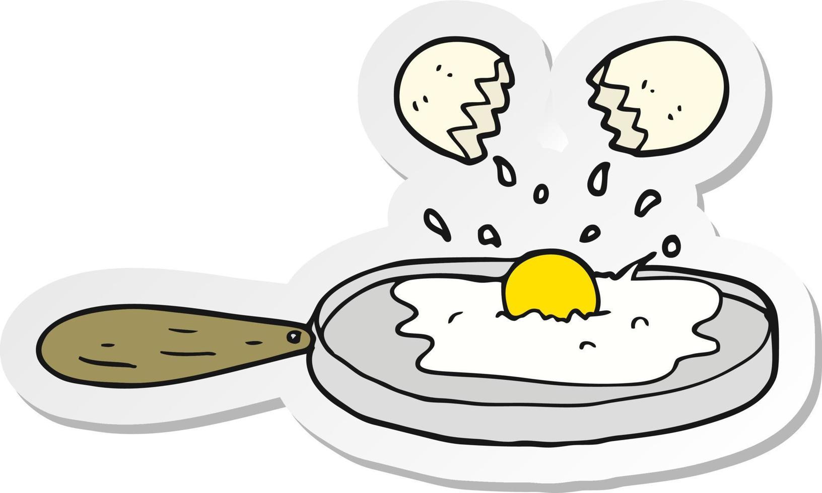 sticker of a frying cartoon egg vector