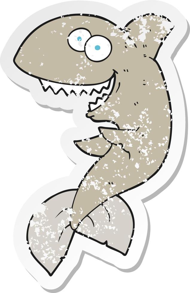 retro distressed sticker of a cartoon shark vector