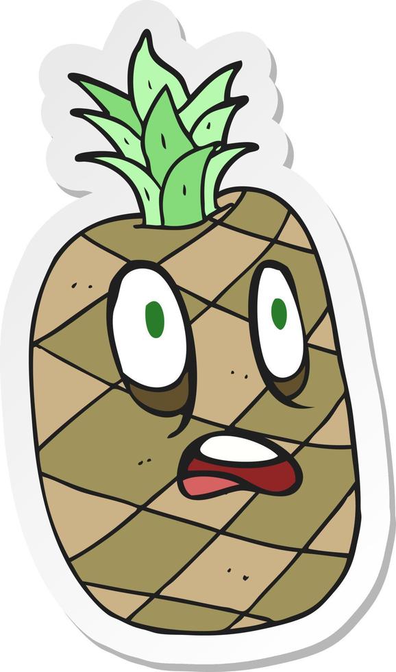 sticker of a cartoon pineapple vector