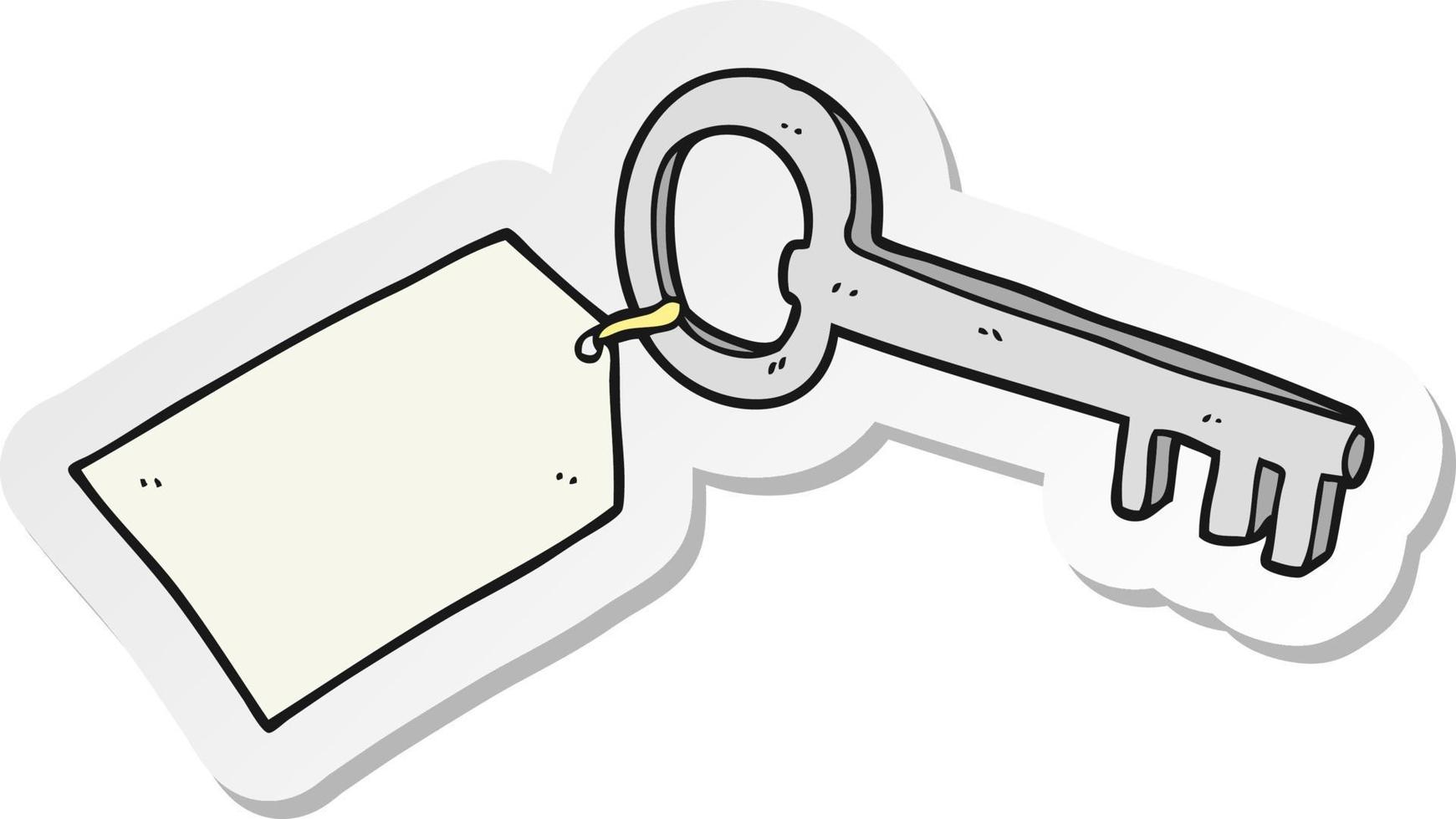 sticker of a cartoon key with tag vector